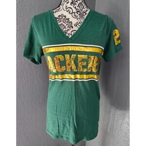 Women's Victoria's Secret Pink Green Bay Packers Blouse Size Large Green & Gold